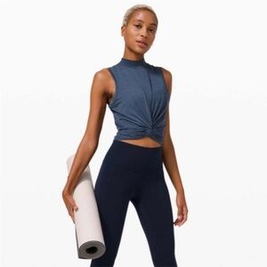 Lululemon iron blue white time to restore mock neck tank top
